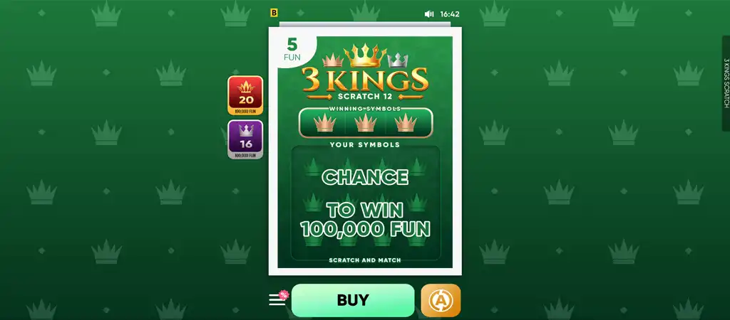 3 Kings Scratch online kapar&oacute;s sorsjegy - Bgaming j&aacute;t&eacute;k bemutat&oacute;.