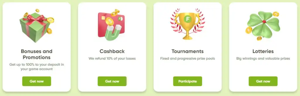 Fresh Casino online kaszinó ajánlatai, beleértve a bónuszokat, pénzvisszafizetést, versenyeket és sorsjátékokat.