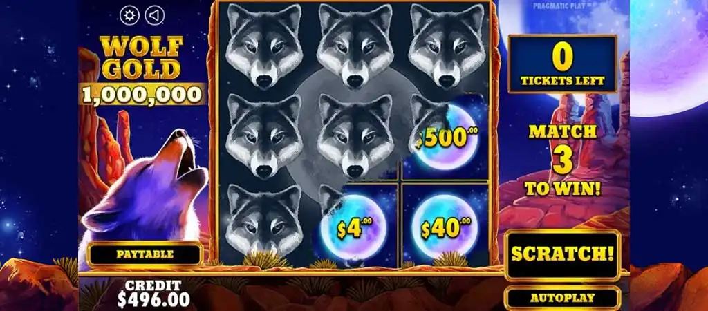 Wolf Gold online kaparós sorsjegy, Pragmatic Play