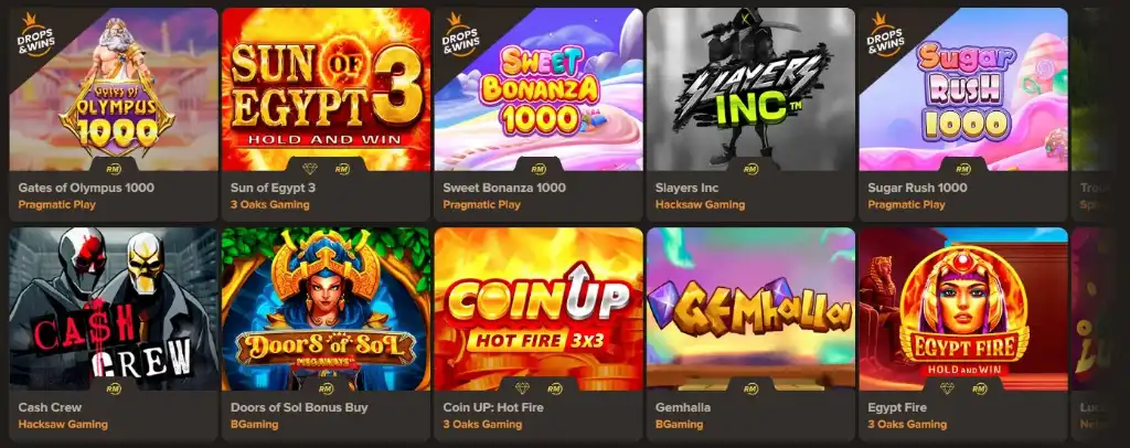 Sol Casino kaszinó játékok - Gates of Olympus, Sun of Egypt, Sweet Bonanza, Slayers Inc, Sugar Rush, Cash Crew, Doors of Sol, Coin Up, Gemhalla, Egypt Fire.