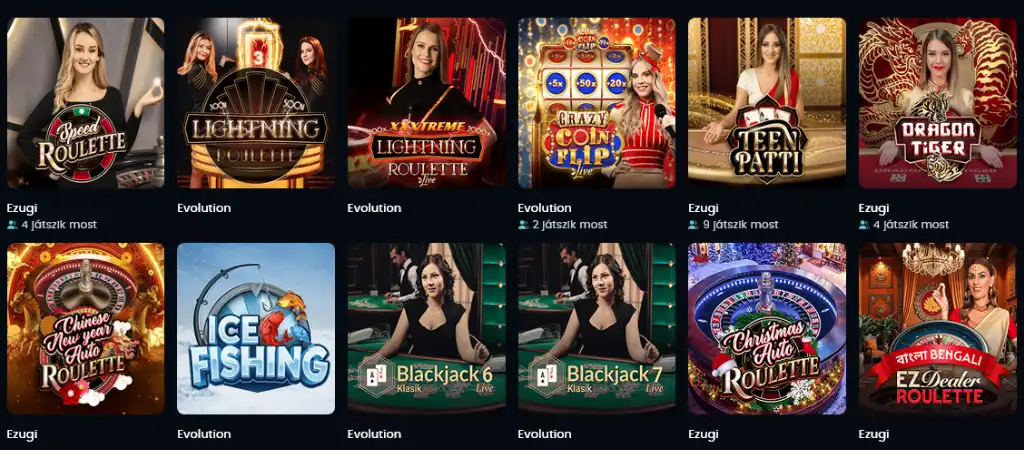 Snatch Casino élő kaszinó játékok választéka roulette, blackjack és más live dealer játékokkal