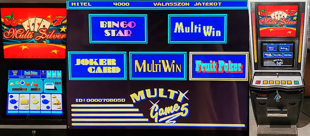 Fruit Poker retro nyerőg&eacute;p j&aacute;t&eacute;k v&aacute;laszt&oacute; k&eacute;pernyő, t&ouml;bbf&eacute;le szerencsej&aacute;t&eacute;k opci&oacute;val.