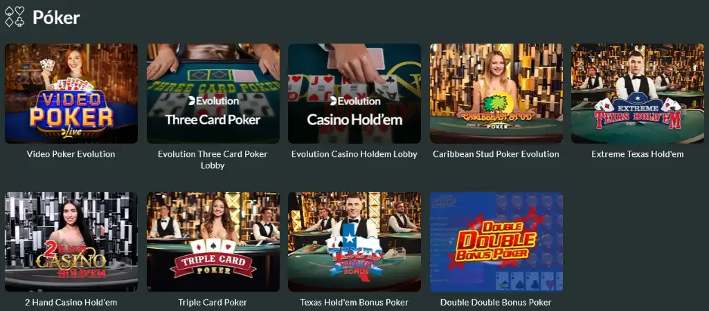 A Lemon Casino élő póker játéklobbija, ahol különböző póker változatokat lehet játszani valódi osztók ellen. A kaszinókörnyezet elegáns és professzionális.