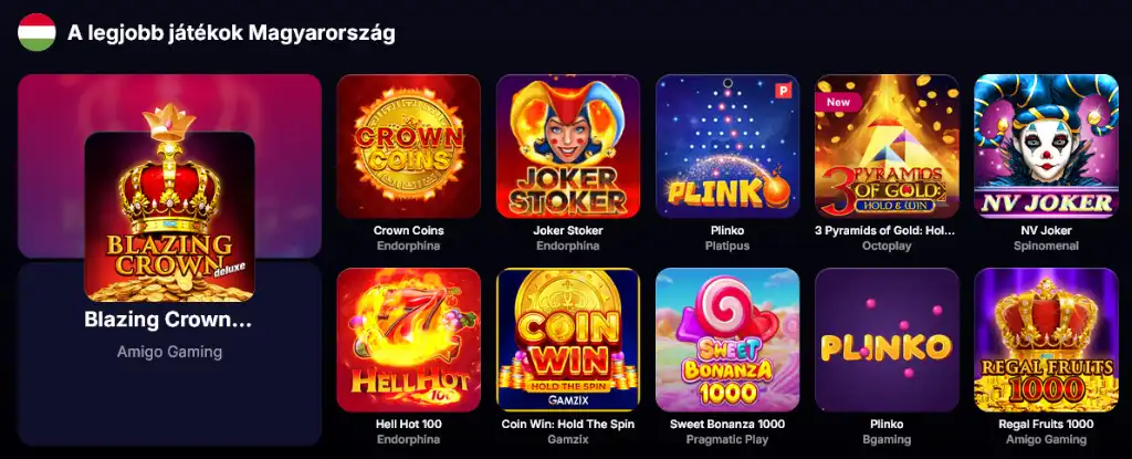 A legjobb online kaszinó játékok Magyarországon, népszerű nyerőgépek és asztali játékok az NV casinoban.