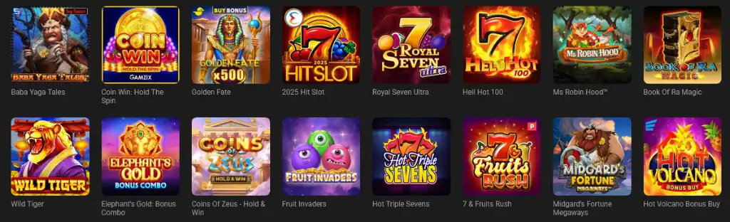 GGbet online kaszinó legnépszerűbb nyerőgépek, Coin Win, Book of Ra, Wild Tiger és mások