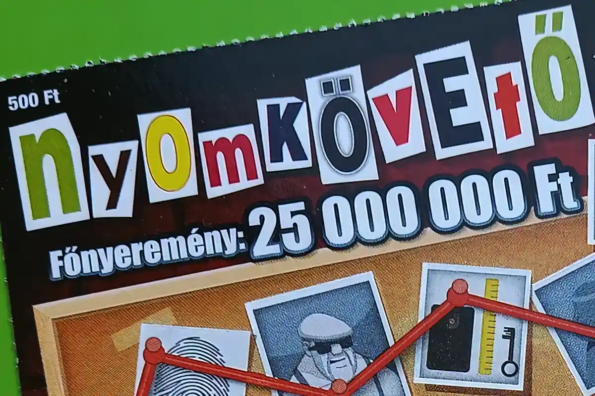Szerencsej&aacute;t&eacute;k Zrt. Nyomk&ouml;vető kapar&oacute;s sorsjegy 25 milli&oacute; forintos főnyerem&eacute;nnyel.