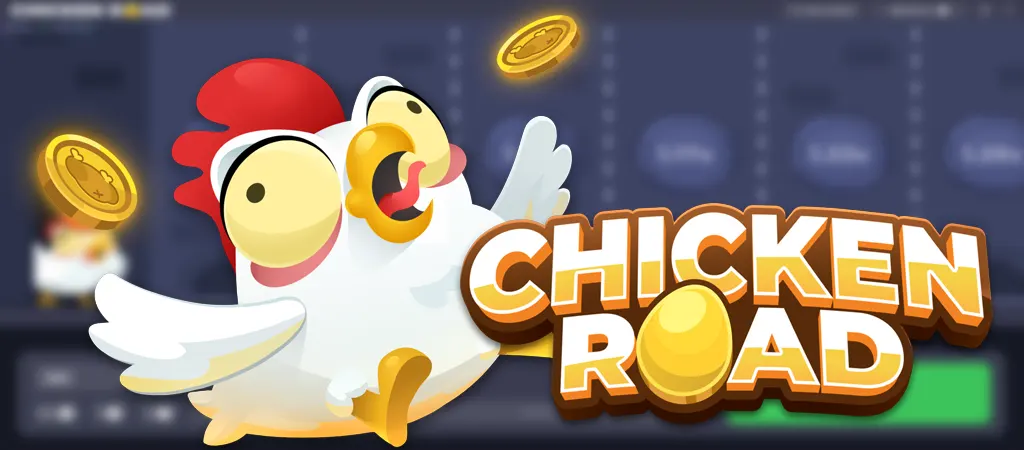Chicken Road log&oacute; arany toj&aacute;ssal &eacute;s ijedt csirk&eacute;vel, sz&oacute;rakoztat&oacute; online j&aacute;t&eacute;k grafika.