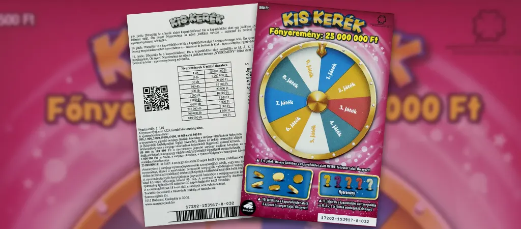 Kis ker&eacute;k kapar&oacute;s sorsjegy, szerencseker&eacute;k st&iacute;lus&uacute; magyar kapar&oacute;s j&aacute;t&eacute;k 25 milli&oacute; forintos főnyerem&eacute;nnyel