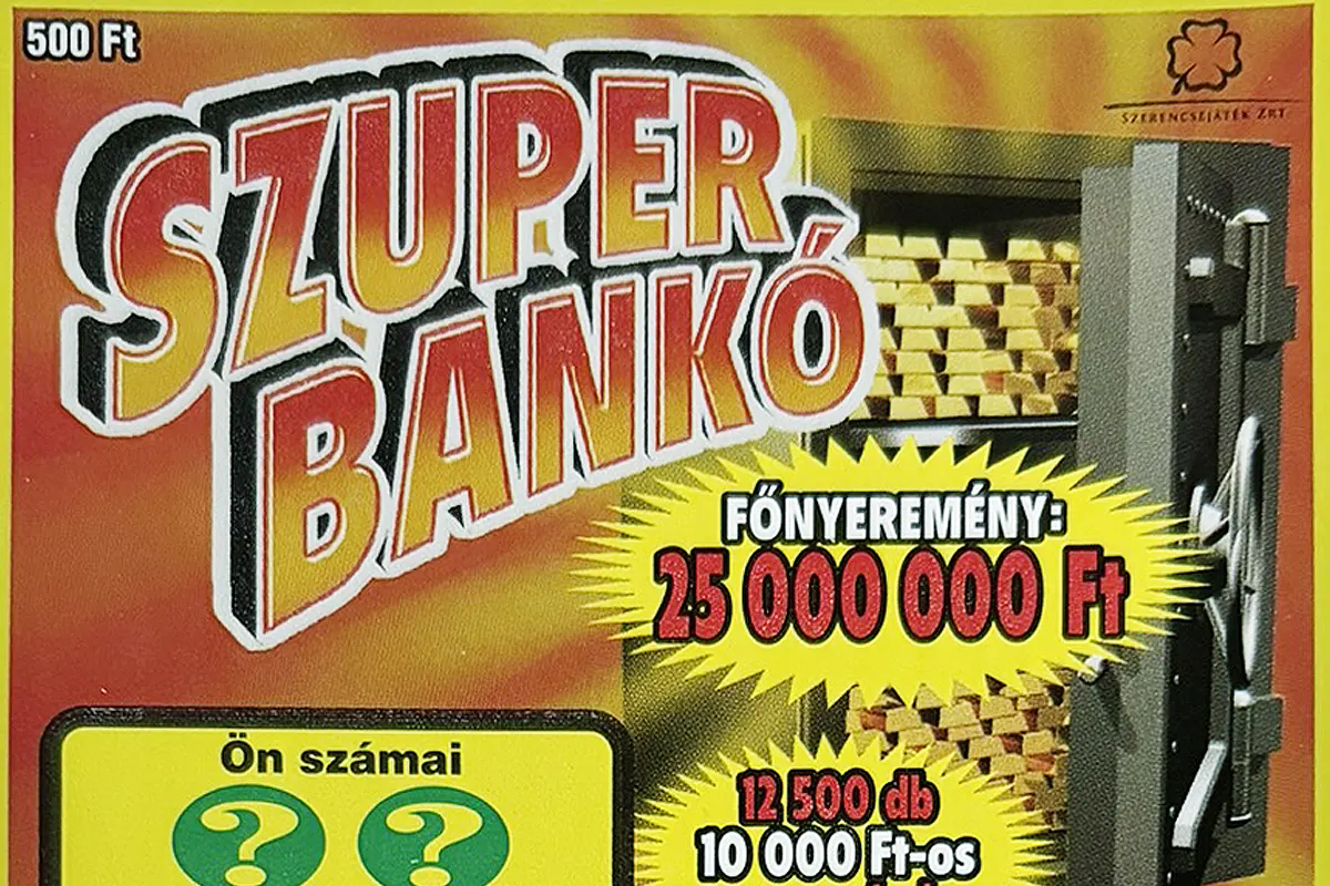Szuper Bank&oacute; sorsjegy, aranyt&eacute;m&aacute;j&uacute;, 500 forintos kapar&oacute;s sorsjegy 25 milli&oacute; forintos főnyerem&eacute;nnyel