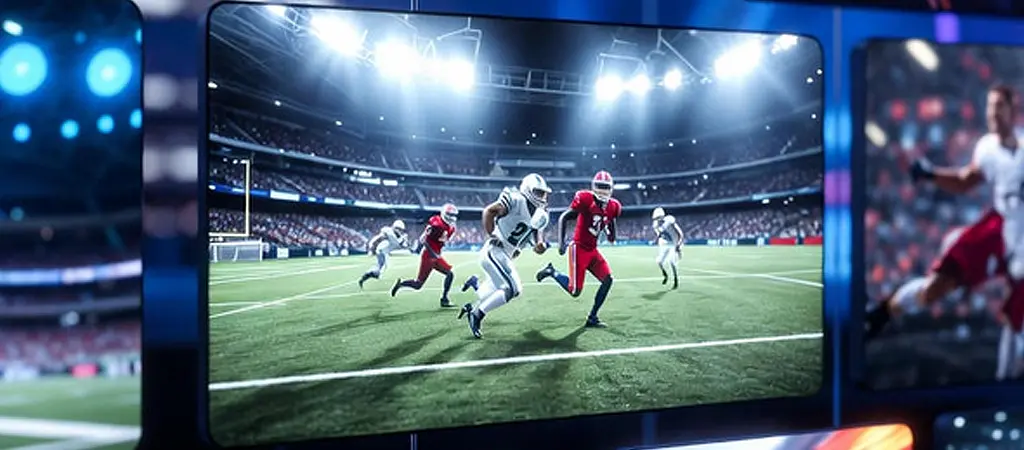 Virtuális sport közvetítés amerikai focimeccsről digitális stadionkörnyezetben
