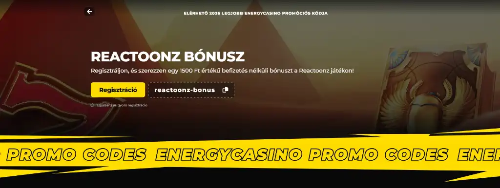 Energy Casino promóciós kód megadása regisztrációkor extra bónusz eléréséhez