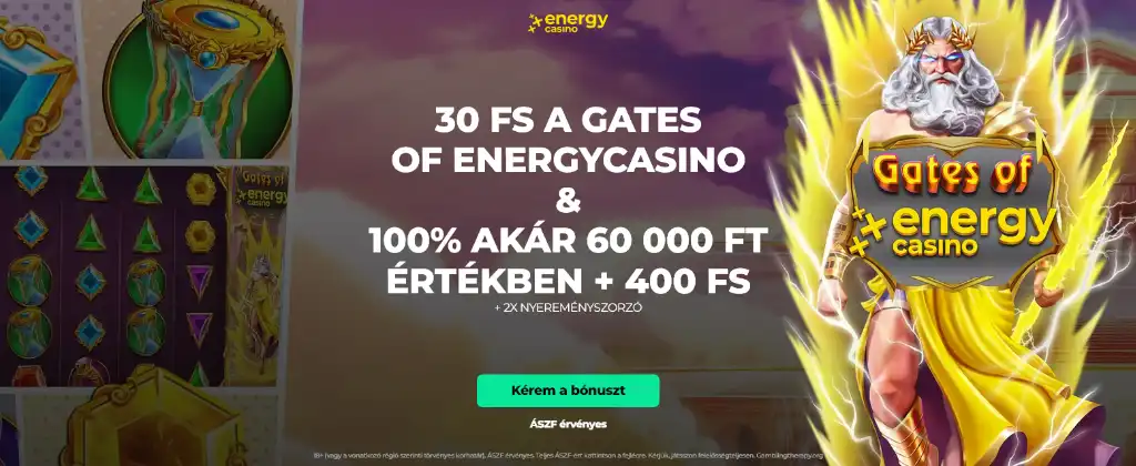 Energy Casino üdvözlő bónusz ajánlat befizetéshez kötött jutalmakkal és ingyenes pörgetéssel