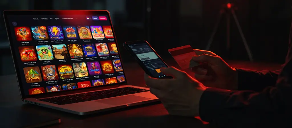 Online kaszinó fizetés laptopon bankkártyával és mobiltelefonnal, a digitális fizetési módok bemutatása