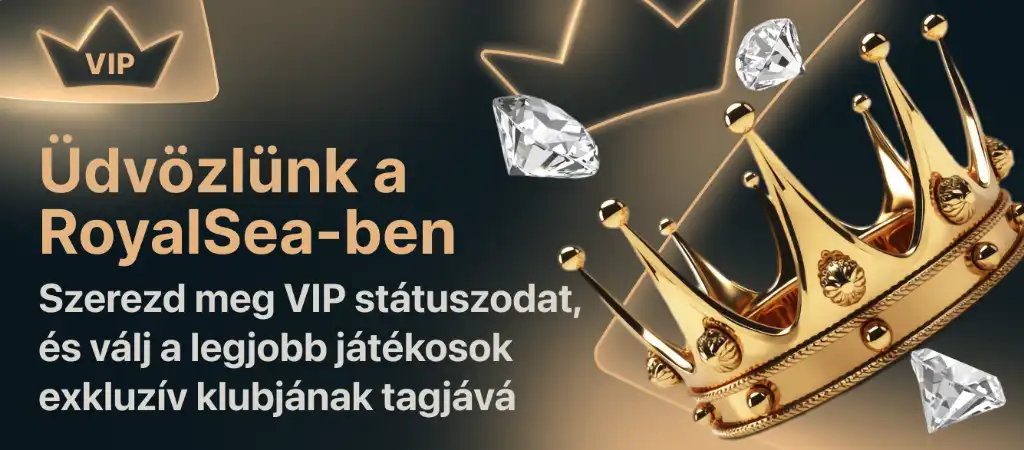 Royal Sea online kaszinó VIP státusz ajánlata arany koronával és exkluzív klub tagsággal