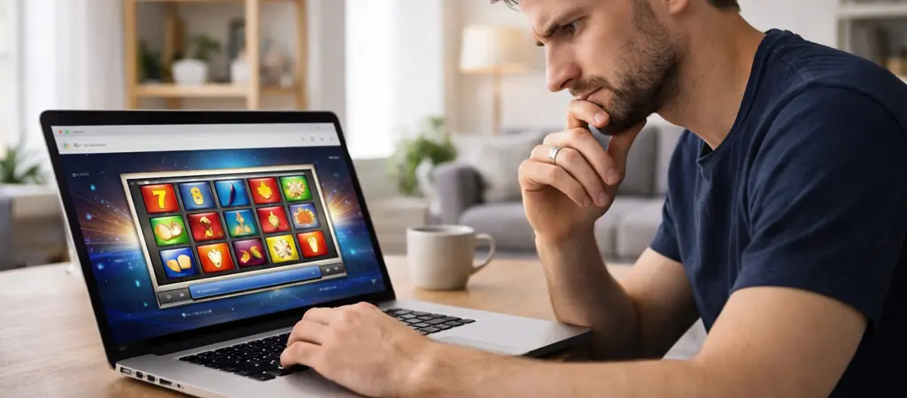 Férfi laptopon online kaszinó nyerőgépet néz, RTP jelentése és működése magyar online kaszinóban