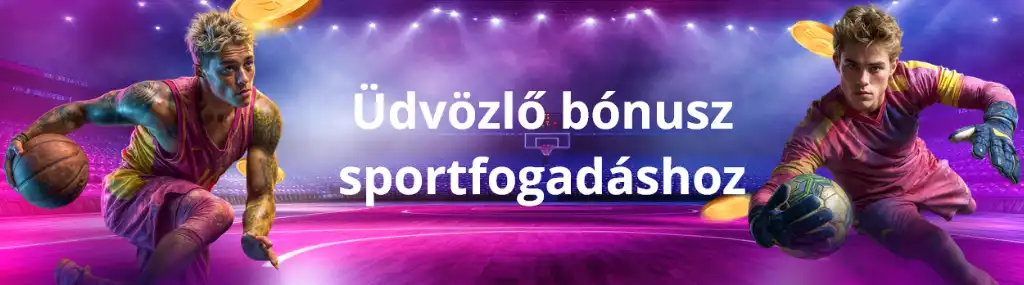 Slotoro kaszinó sportfogadási üdvözlő bónusz promóció sportoló grafikával és kaszinó stílusú háttérrel
